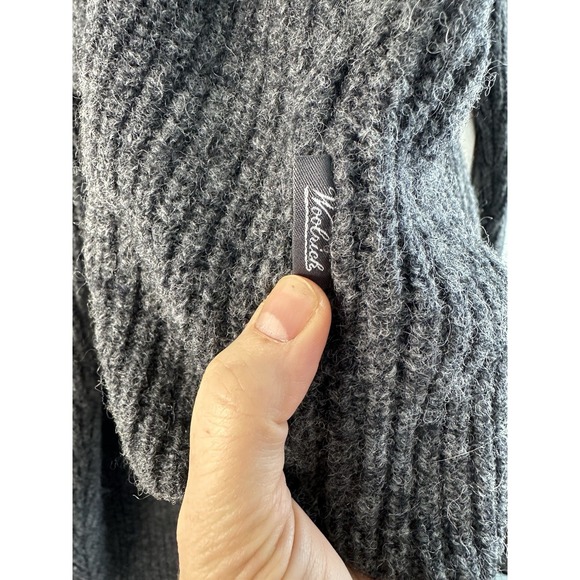 Woolrich Men's Large Gray Ribbed Wool Henley Sweater Mock Neck 100% Wool - Picture 6 of 7